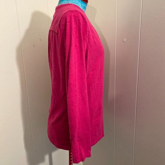 St Johns Bay Long Sleeve 100% Cotton V Neck Womens Top Size Large - Picture 3 of 6